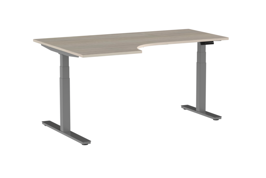 Ergoni Schreibtisch mit Anbauflügel grau